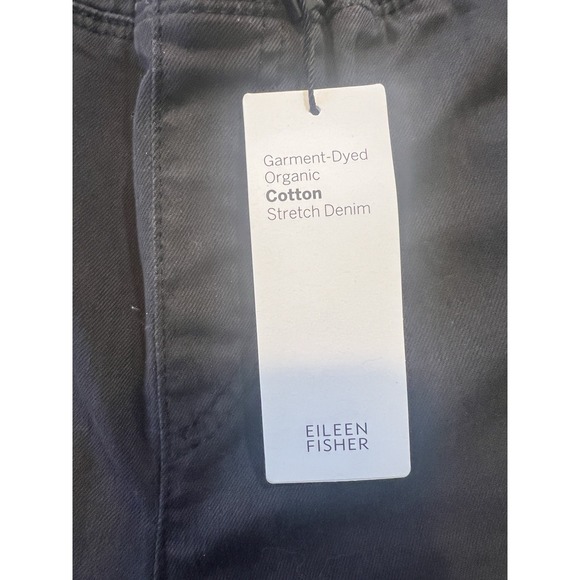 Eileen Fisher Wide Leg Stretch Black Jeans Cropped F9GDD-P4263 Medium NWT $238 - Picture 6 of 11